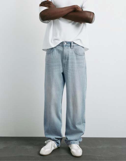 Pull&Bear - Baggy jeans i bleg indigoblå, 4 af 7