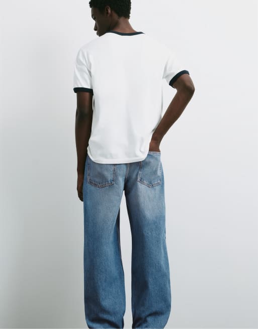 Pull&Bear - Baggy jeans in blauw, 2 van 7