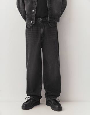 Pull & Bear Baggy jeans in faded black-Grey