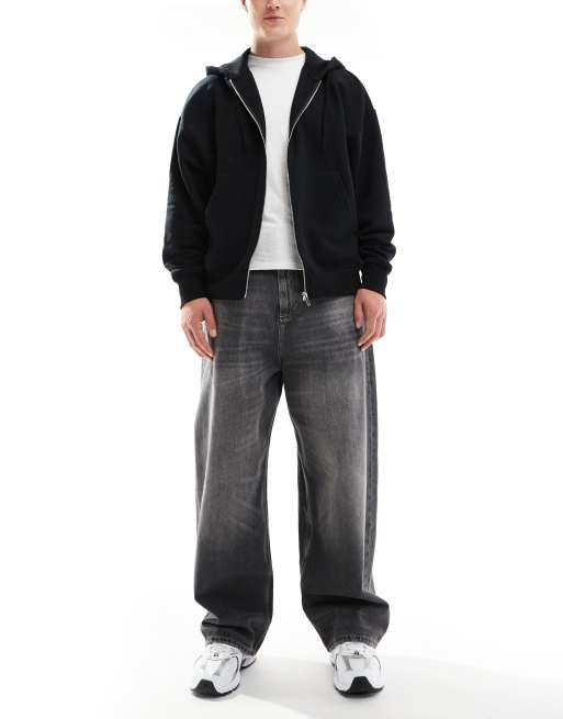 Pull&Bear - Baggy jeans in grijs met wassing