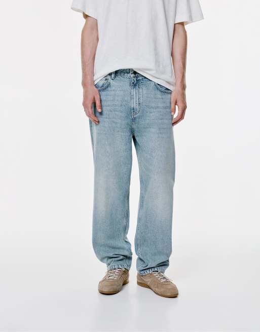 Pull&Bear – Baggy-Jeans in hellem Indigoblau