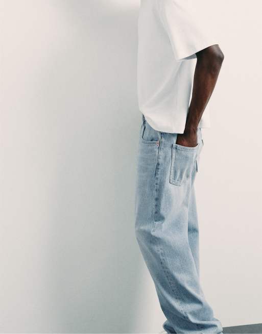 Pull&Bear – Baggy-Jeans in hellem Indigoblau, 7 von 7