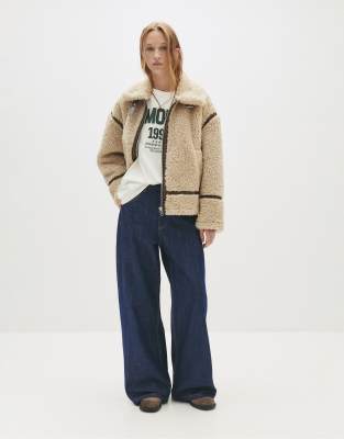 Pull & Bear - Baggy-Jeans in Marineblau mit mittelhohem Bund
