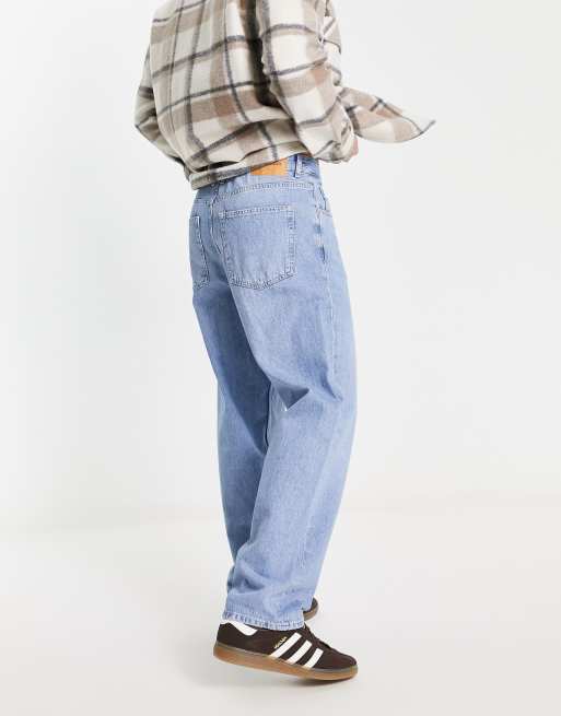 Pull&Bear - Baggy jeans in medium blauw 