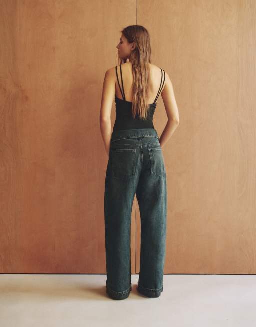 Pull&Bear baggy jeans med foldet talje i mørkeblå, 2 af 7