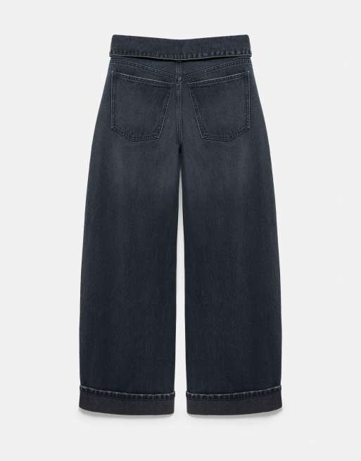 Pull&Bear baggy jeans med foldet talje i mørkeblå, 7 af 7