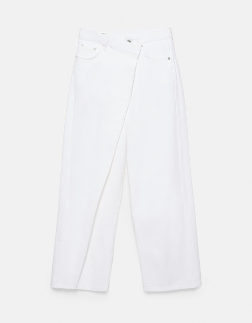 Pull&Bear baggy jeans med krydset linning i hvid, 7 af 7