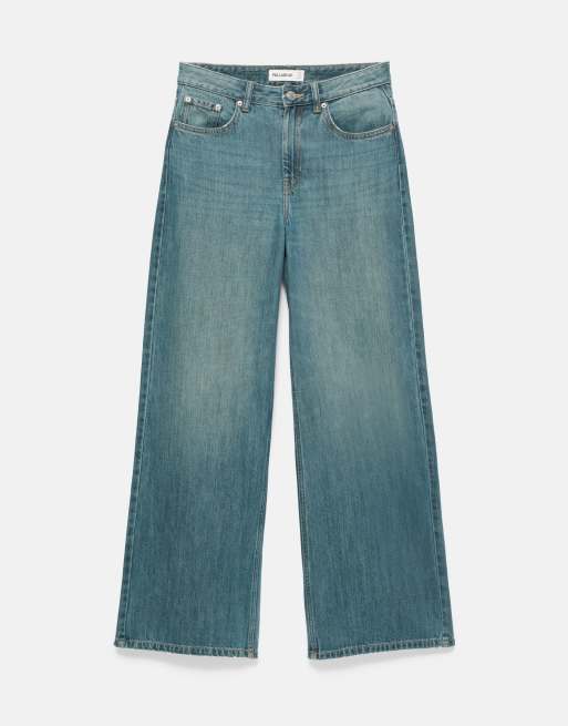 Pull&Bear baggy jeans med låg midja i grönblå, 6 av 7