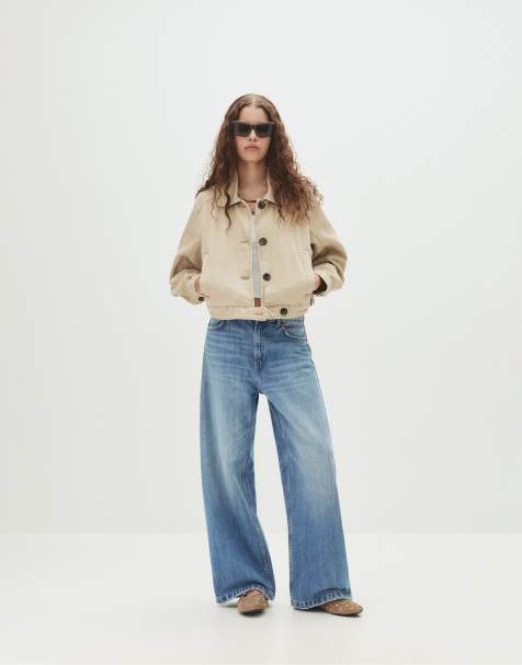 Pull&Bear - Baggy jeans met halfhoge taille in medium blauw - view 1