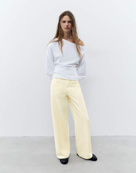 Pull&Bear baggy jeans met lage taille in geel - view 1