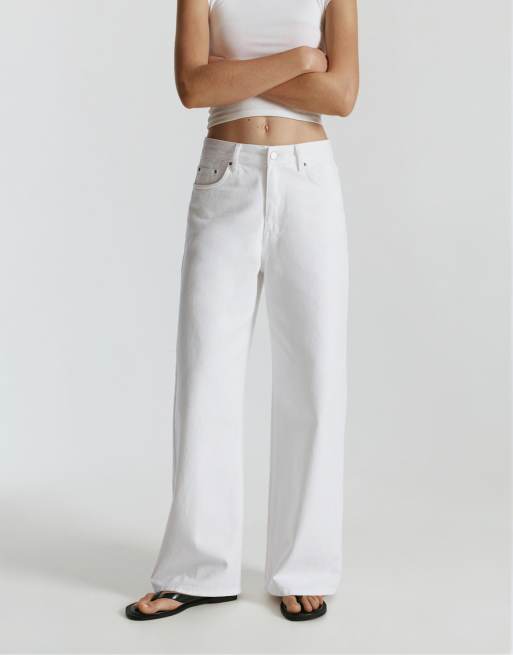 Pull&Bear baggy jeans met middelhoge taille in wit, 2 van 7
