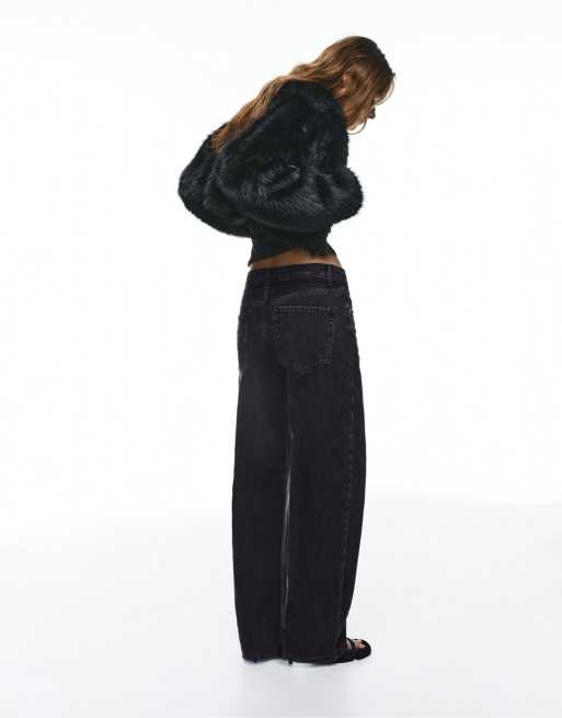 Pull&Bear - Baggy jeans met trekkoord in zwart, 4 van 4