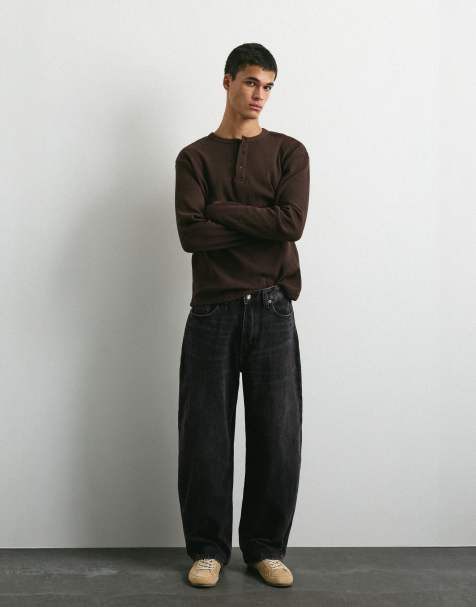 Pull&Bear Baggy-Jeans mit Ballonschnitt in verwaschenem Schwarz - view 1
