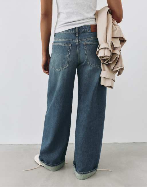 Pull&Bear Baggy-Jeans mit Ballonschnitt und umgeschlagenem Saum in Dunkelblau, 2 von 7
