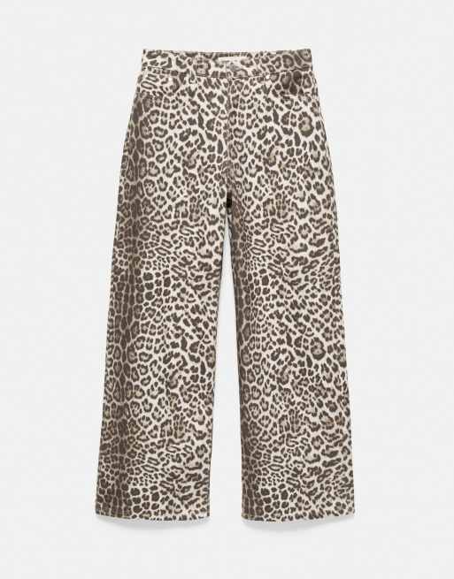 Pull&Bear Baggy-Jeans mit Leopardenmuster in Braun, 6 von 7