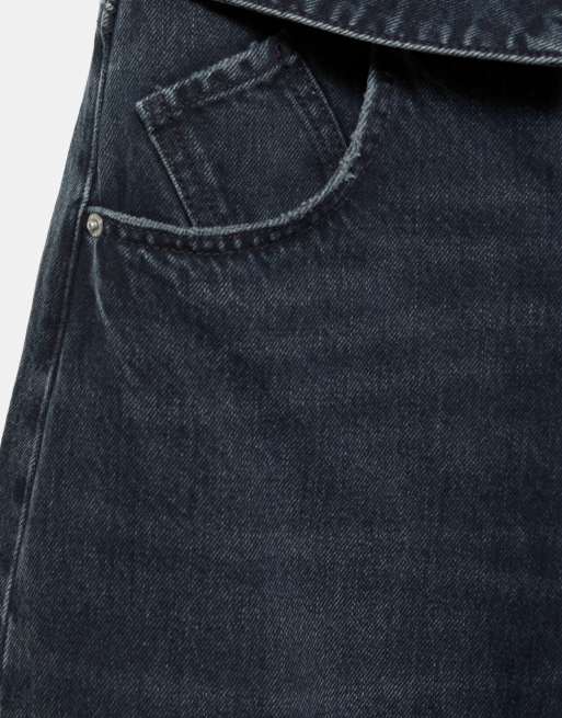 Pull&Bear Baggy-Jeans mit umgeschlagenem Bund in Dunkelblau, 6 von 7