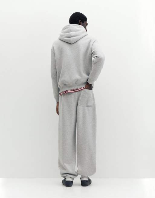 Pull&Bear baggy joggers i gråmelerad, 2 av 7