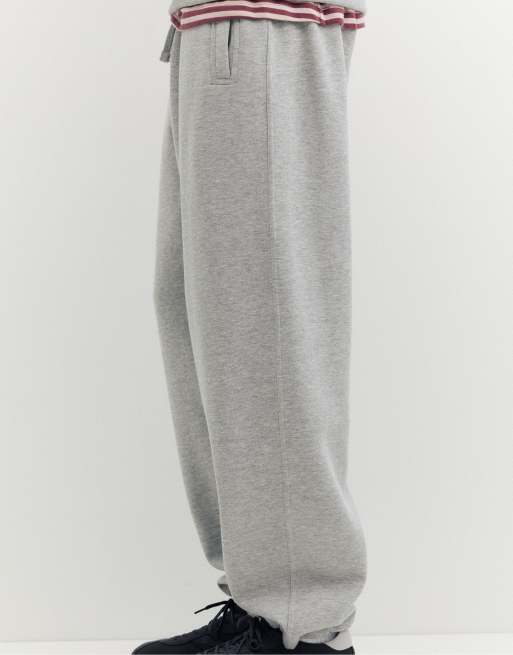 Pull&Bear baggy joggers i gråmelerad, 5 av 7