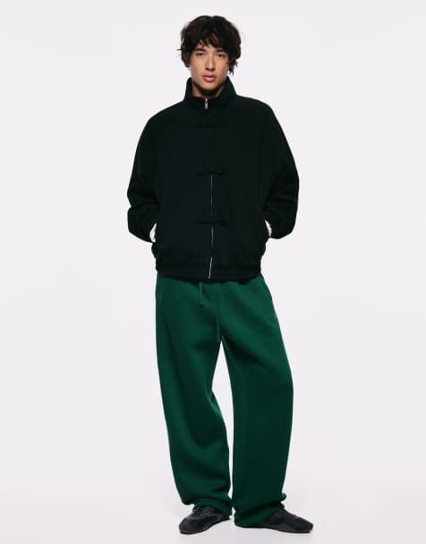 Pull&Bear Baggy joggers in bottle green - view 1