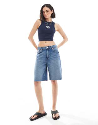 Pull&Bear baggy jorts in dark blue - view 1