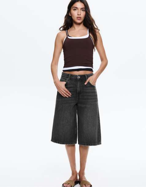 Pull&Bear - Baggy jorts met lage taille in medium grijs - view 1