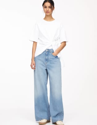 baggy oversized wide leg jeans in blue