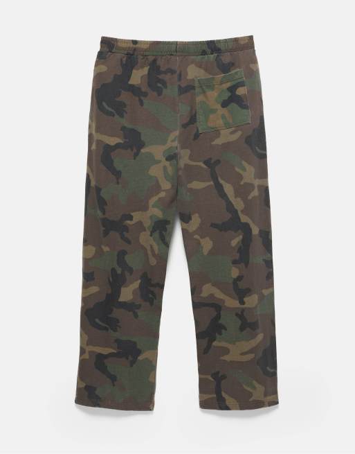 Pull&Bear Baggy printed jogger trousers in khaki, 7 of 7