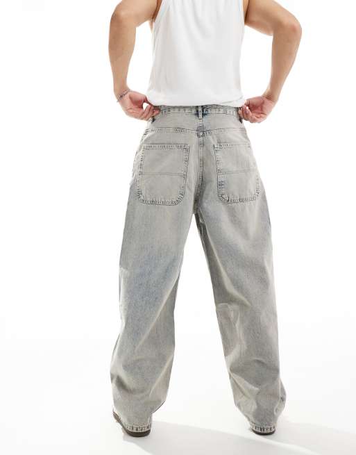Pull&bear baggy skater fit jeans in washed blue ASOS