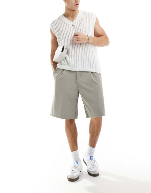 Pull&Bear baggy tailored shorts in gray