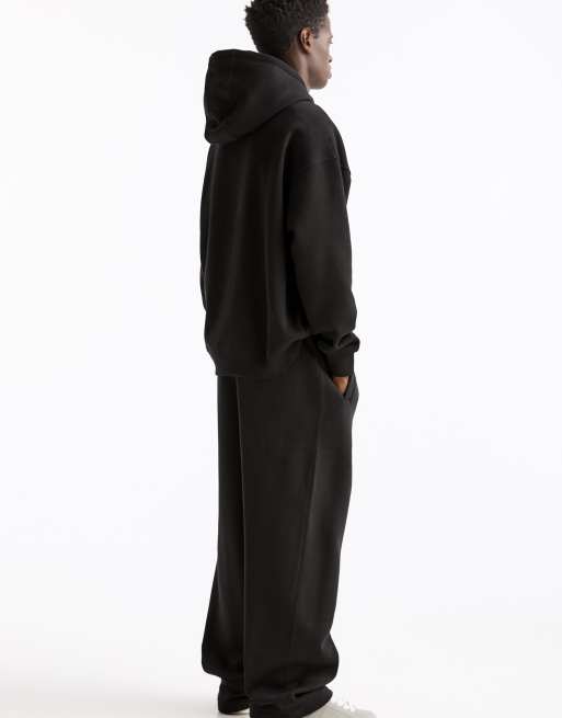 Pull&Bear Baggy tracksuit bottoms in black