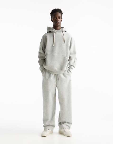 Pull&Bear – Baggy-Trainingshose in grau meliert - view 1