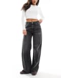[Pull & Bear] Pull & Bear baggy wide leg jeans with elasticated waist in washed grey 6 GREY