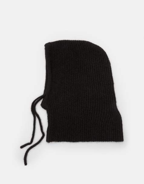 Pull&Bear – Balaklava aus Grobstrick in Schwarz - view 1