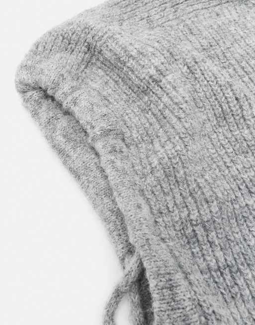Pull&Bear balaklava i ribbad stickning i ljusgrått, 2 av 4