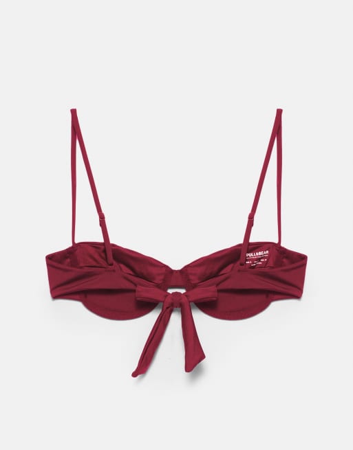 Pull&Bear Balconette bikini top in burgundy, 2 of 4