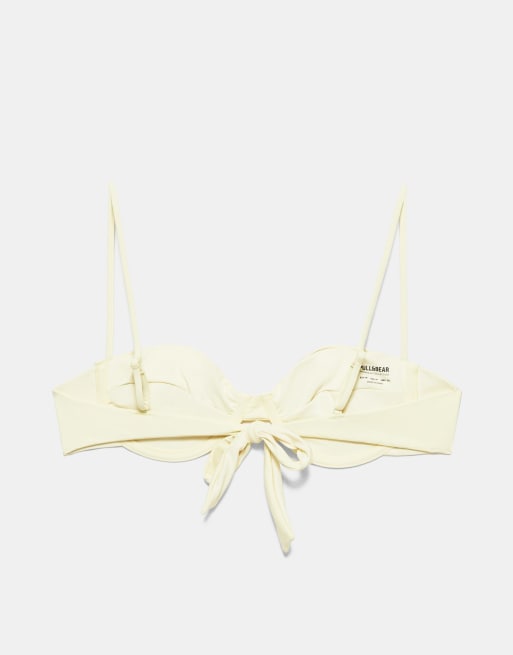 Pull&Bear Balconette bikini top in pastel yellow, 3 of 4
