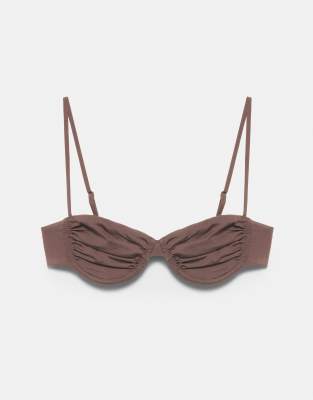 Pull & Bear - Balconette-Bikinioberteil in Braun-Brown