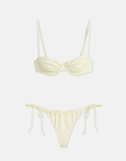 Pull&Bear – Balconette-Bikinioberteil in Pastellgelb, 4 von 4