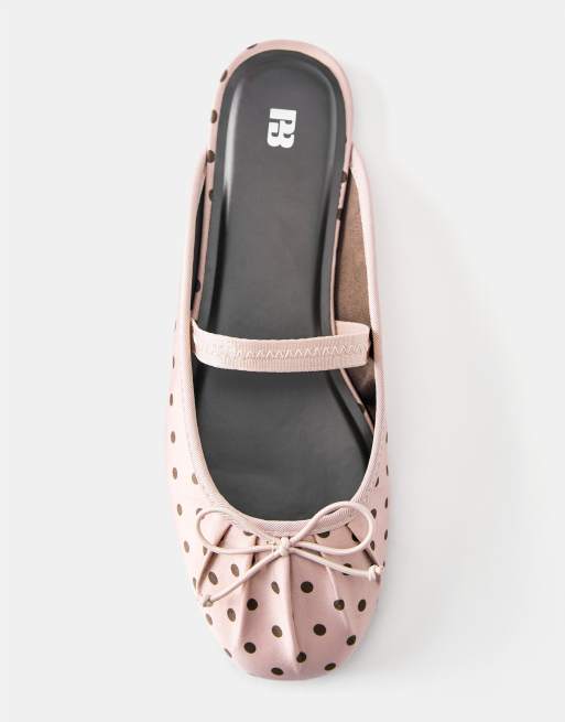 Pull&Bear Ballerinas mit Slingback und Polka-Dot-Muster in Pink, 3 von 4