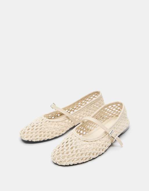 Pull&Bear - Ballerina's van mesh in ecru, 4 van 4