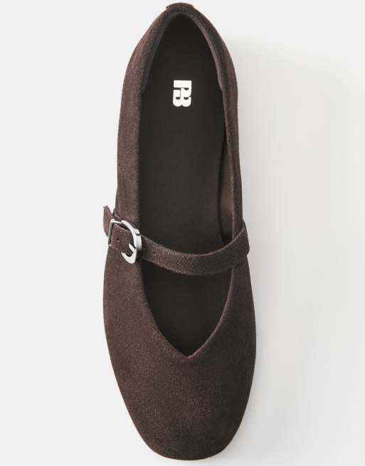 Pull&Bear ballerinaskor i brunt läder, 3 av 4