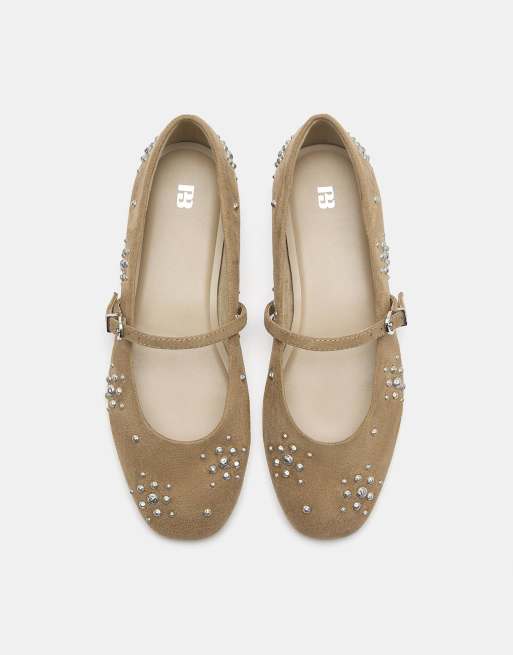 Pull&Bear - Ballerine color sabbia con borchie, 2 di 4