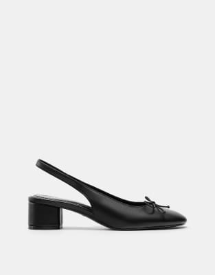 Pull & Bear - Ballerines à talon - Noir