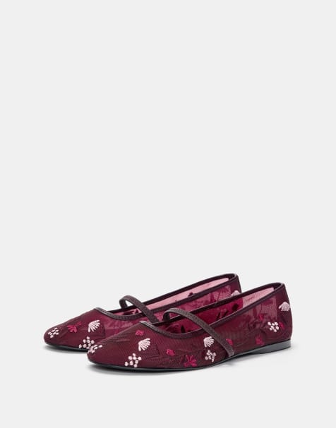 Pull&Bear Ballet flats in burgundy - view 1