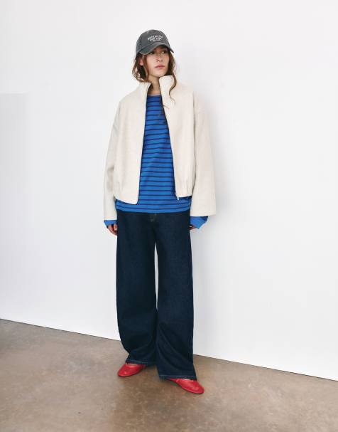 Pull&Bear ballon bomberjakke i beige - view 1