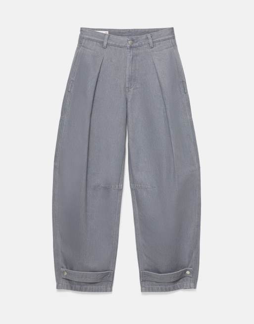 Pull&Bear ballongformade cargobyxor i grått, 5 av 7