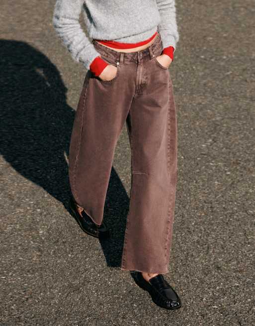 Pull&Bear ballonjeans med mellemhøj talje i brun, 4 af 7