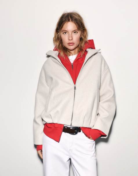 Pull&Bear Balloon bomber jacket in beige - view 1