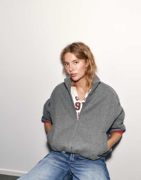 Pull&Bear Balloon bomber jacket in grey - view 1