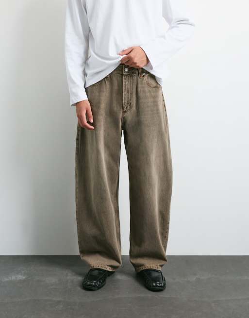 Pull&Bear balloon fit baggy jeans i brunt, 4 av 7